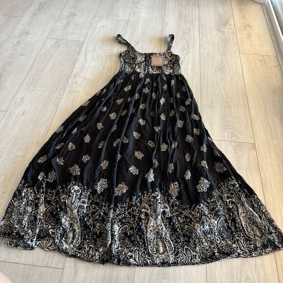 Anthropologie Forever That Girl Black and White Beaded Maxi Dress. Size M - Picture 1 of 9